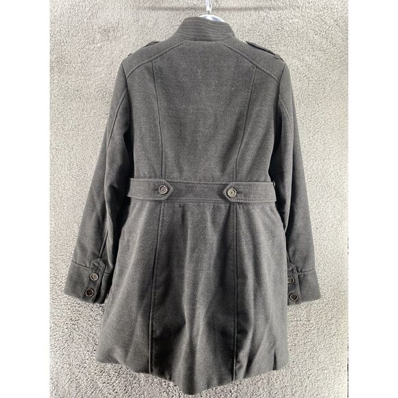 H&M Womens Jacket Coat Gray Knee Length Buttons Lined Pockets Mock Neck 12 New - Picture 6 of 10